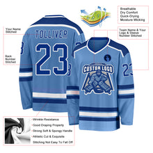 Laden Sie das Bild in den Galerie-Viewer, Custom Light Blue Royal-White Hockey Jersey
