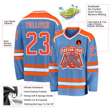 Laden Sie das Bild in den Galerie-Viewer, Custom Light Blue Orange-White Hockey Jersey
