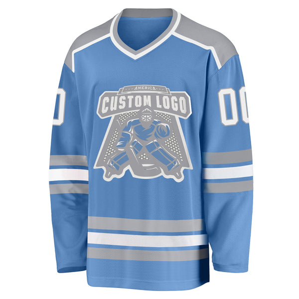 Cheap Custom Light Blue Bay Orange-White Hockey Lace Neck Jersey Free  Shipping – CustomJerseysPro