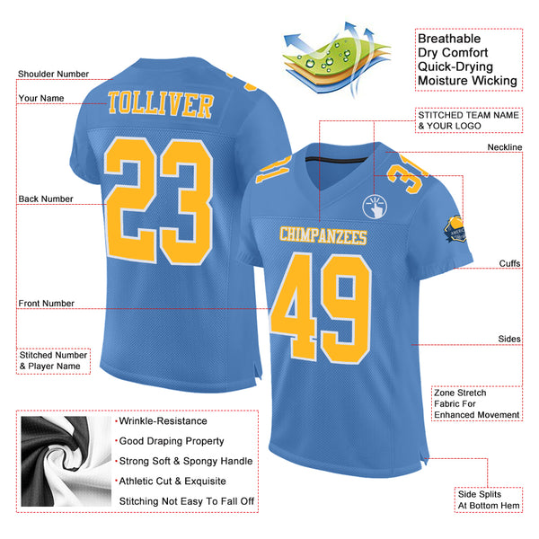 Cheap Custom Red White-Light Blue Mesh Authentic Football Jersey Free  Shipping – CustomJerseysPro