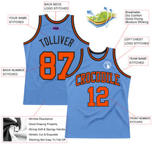 Laden Sie das Bild in den Galerie-Viewer, Custom Light Blue Orange-Black Authentic Throwback Basketball Jersey
