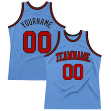 Laden Sie das Bild in den Galerie-Viewer, Custom Light Blue Red-Black Authentic Throwback Basketball Jersey
