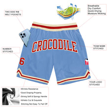 Load image into Gallery viewer, Custom Light Blue Red-Cream Authentic Throwback Basketball Shorts
