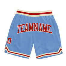 Load image into Gallery viewer, Custom Light Blue Red-Cream Authentic Throwback Basketball Shorts
