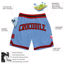 Charger l&#39;image dans la galerie, Custom Light Blue Red-Black Authentic Throwback Basketball Shorts
