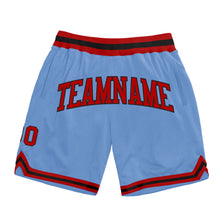 Load image into Gallery viewer, Custom Light Blue Red-Black Authentic Throwback Basketball Shorts

