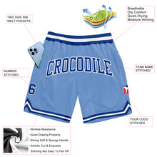 Load image into Gallery viewer, Custom Light Blue Royal-White Authentic Throwback Basketball Shorts
