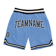 Laden Sie das Bild in den Galerie-Viewer, Custom Light Blue Black-White Authentic Throwback Basketball Shorts
