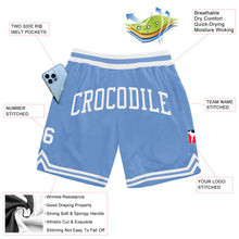 Laden Sie das Bild in den Galerie-Viewer, Custom Light Blue White Authentic Throwback Basketball Shorts
