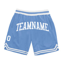 Laden Sie das Bild in den Galerie-Viewer, Custom Light Blue White Authentic Throwback Basketball Shorts
