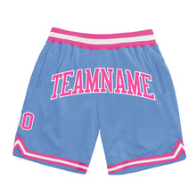 Charger l&#39;image dans la galerie, Custom Light Blue Pink-White Authentic Throwback Basketball Shorts
