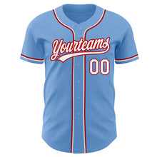 Load image into Gallery viewer, Custom Light Blue White-Red Authentic Baseball Jersey
