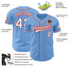 Load image into Gallery viewer, Custom Light Blue White-Red Authentic Baseball Jersey
