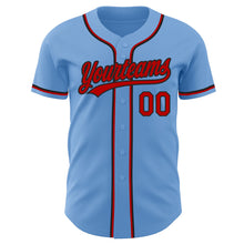 Load image into Gallery viewer, Custom Light Blue Red-Black Authentic Baseball Jersey
