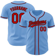 Load image into Gallery viewer, Custom Light Blue Red-Black Authentic Baseball Jersey
