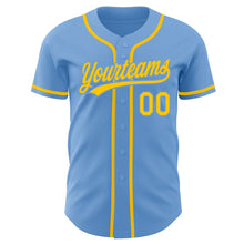 Load image into Gallery viewer, Custom Light Blue Gold Authentic Baseball Jersey
