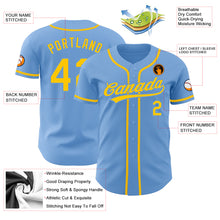 Load image into Gallery viewer, Custom Light Blue Gold Authentic Baseball Jersey
