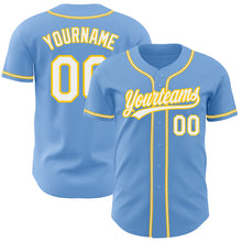 Laden Sie das Bild in den Galerie-Viewer, Custom Light Blue White-Gold Authentic Baseball Jersey
