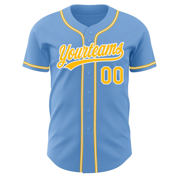 Cheap Custom Gold White-Light Blue Authentic Fade Fashion Baseball Jersey Free  Shipping – CustomJerseysPro