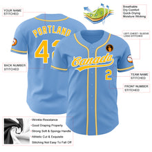 Load image into Gallery viewer, Custom Light Blue Gold-White Authentic Baseball Jersey
