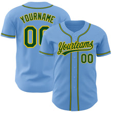 Load image into Gallery viewer, Custom Light Blue Green-Gold Authentic Baseball Jersey
