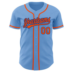 Custom Light Blue Orange-Royal Authentic Baseball Jersey