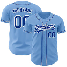 Load image into Gallery viewer, Custom Light Blue Royal-White Authentic Baseball Jersey
