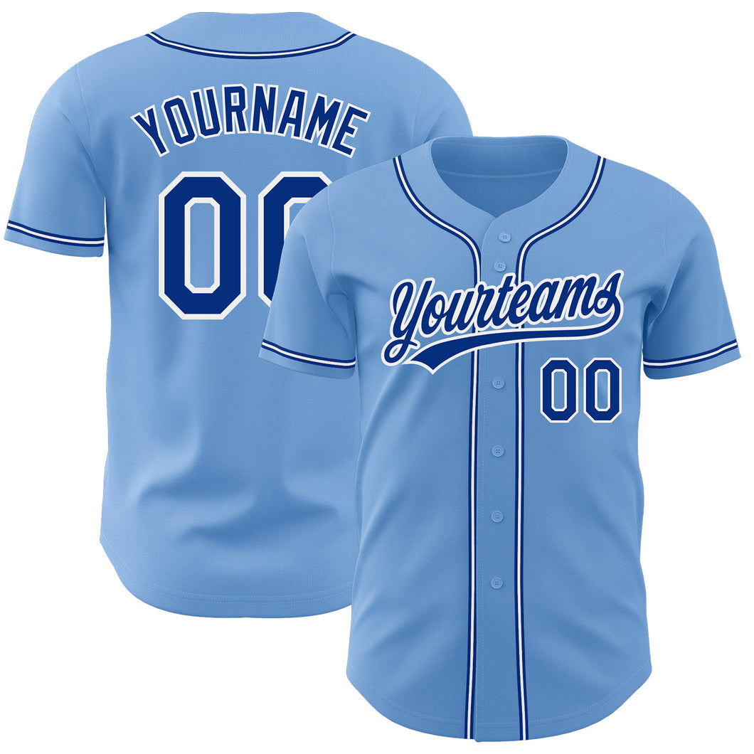 Custom Light Blue Royal-White Authentic Baseball Jersey