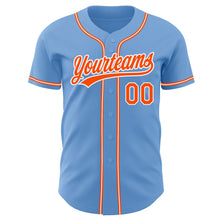 Load image into Gallery viewer, Custom Light Blue Orange-White Authentic Baseball Jersey
