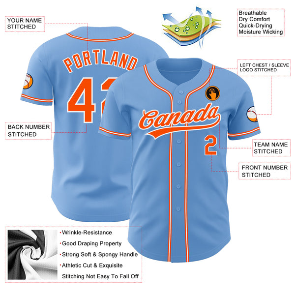 Cheap Custom White Blue-Orange Authentic Baseball Jersey Free