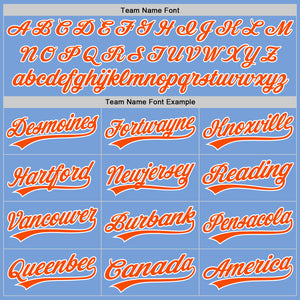 Custom Light Blue Orange-White Authentic Baseball Jersey