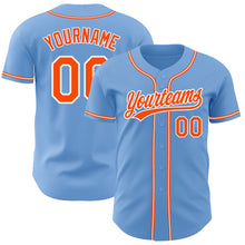 Load image into Gallery viewer, Custom Light Blue Orange-White Authentic Baseball Jersey
