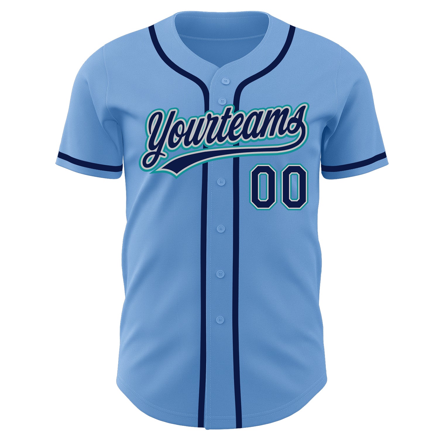 Custom Light Blue Navy-Teal Baseball Jersey