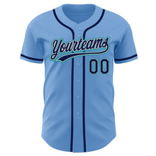 Load image into Gallery viewer, Custom Light Blue Navy Gray-Teal Authentic Baseball Jersey
