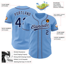 Load image into Gallery viewer, Custom Light Blue Navy-White Authentic Baseball Jersey
