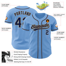 Load image into Gallery viewer, Custom Light Blue Navy-Old Gold Authentic Baseball Jersey
