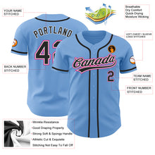 Load image into Gallery viewer, Custom Light Blue Black-Hot Pink Authentic Baseball Jersey
