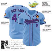 Load image into Gallery viewer, Custom Light Blue Purple-Black Authentic Baseball Jersey
