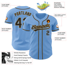 Load image into Gallery viewer, Custom Light Blue Black-Old Gold Authentic Baseball Jersey
