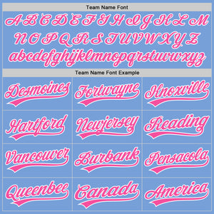 Custom Light Blue Pink-White Authentic Baseball Jersey