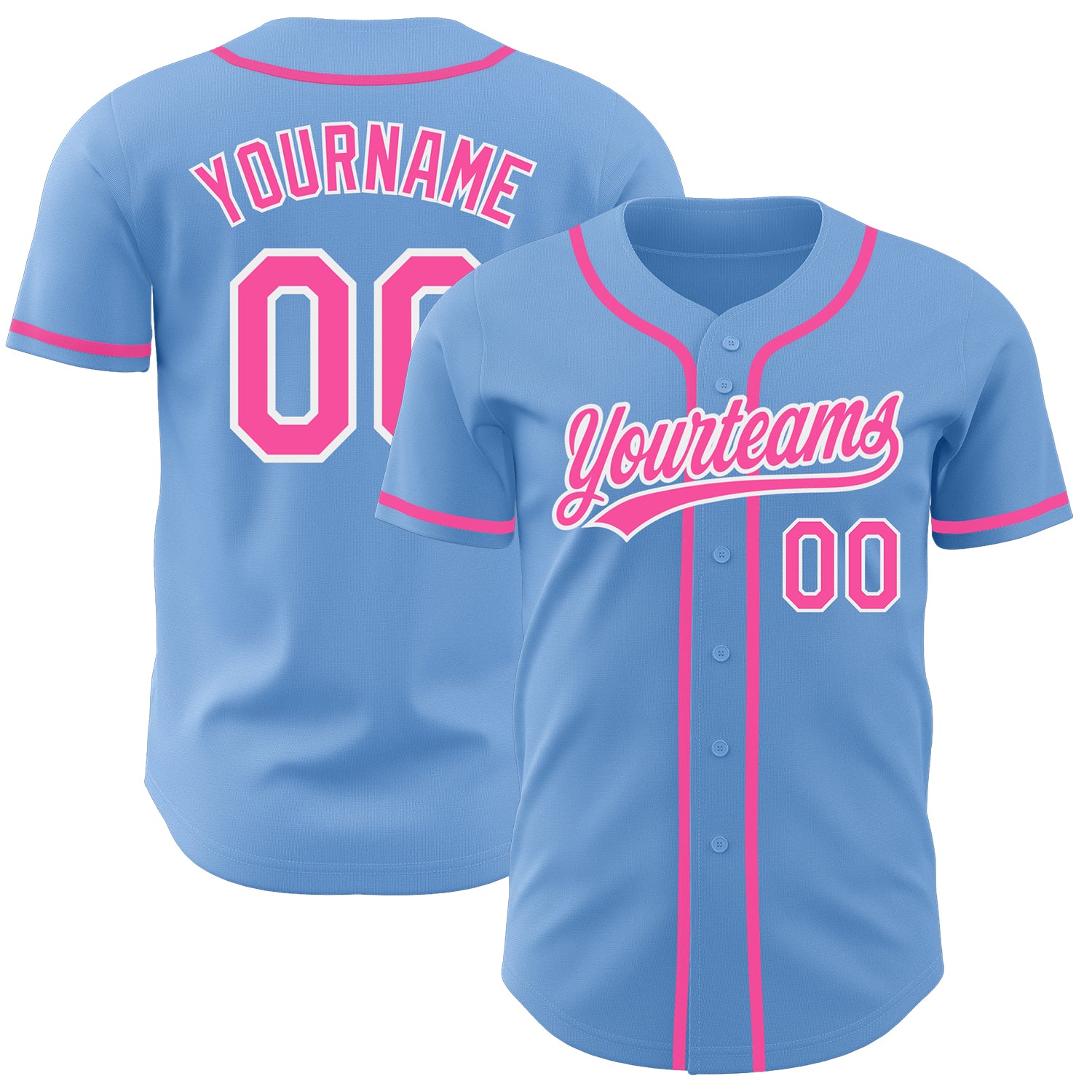 Cheap Custom Light Blue Pink-White Authentic Baseball Jersey Free Shipping  – CustomJerseysPro