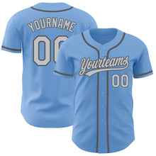 Load image into Gallery viewer, Custom Light Blue Gray-Steel Gray Authentic Baseball Jersey
