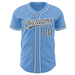 Custom Light Blue Steel Gray-White Authentic Baseball Jersey