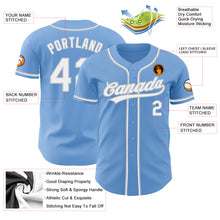 Load image into Gallery viewer, Custom Light Blue White-Gray Authentic Baseball Jersey
