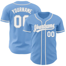 Load image into Gallery viewer, Custom Light Blue White-Gray Authentic Baseball Jersey
