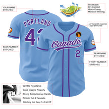 Load image into Gallery viewer, Custom Light Blue Purple-White Authentic Baseball Jersey
