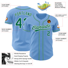 Load image into Gallery viewer, Custom Light Blue Kelly Green-White Authentic Baseball Jersey
