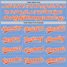 Laden Sie das Bild in den Galerie-Viewer, Custom Light Blue White Pinstripe Orange Authentic Baseball Jersey
