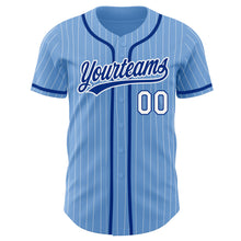 Load image into Gallery viewer, Custom Light Blue White Pinstripe Royal Authentic Baseball Jersey
