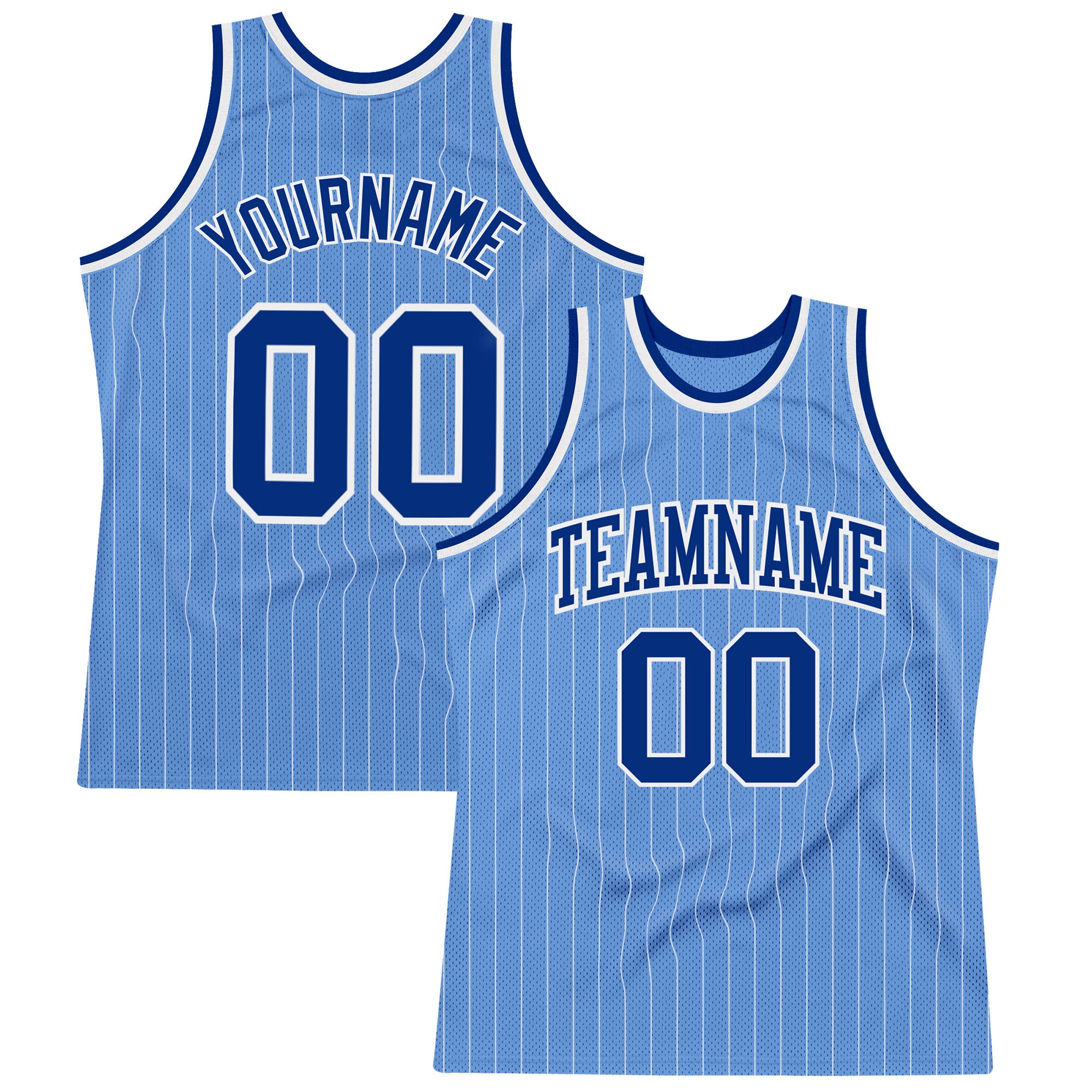 Custom Light Blue White Pinstripe Royal-White Authentic Basketball Jersey